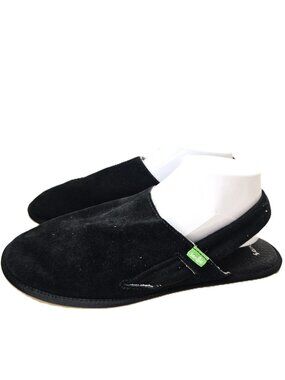 Sanuk Black Suede Yoga Mat Sling Back Sandals Slippers Women Size 10